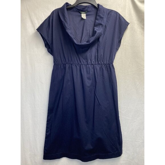 J-Crew Cowl Neck Short Sleeve Linen Sheer Sheath Dress Women Small Navy Pullover - Picture 1 of 14